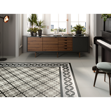 Gres szkliwiony hiszpański Realonda HANOI CIRCLE GREY mat 33x33 gat. I